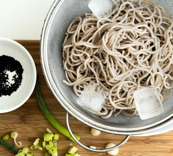 Cold Soba Noodles-A Stack of Dishes