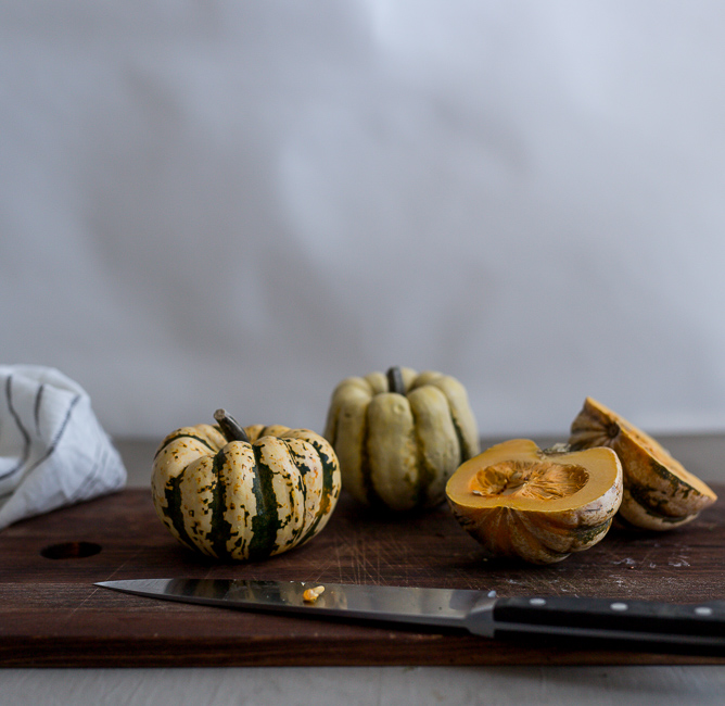 Cut Sweet Dumpling Squash- A Stack of Dishes