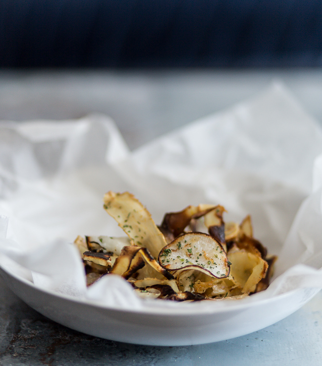 Crispy root chips- A Stack of Dishes