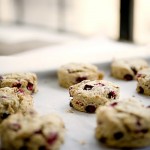 oat scones, a stack of dishes