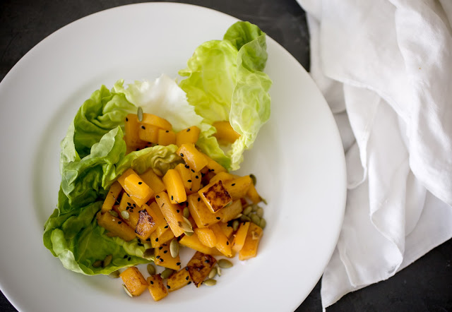 salad, roasted butternut squash salad, squash salad, recipe