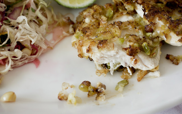 wasabi crusted chicken, thai chicken, thai salad