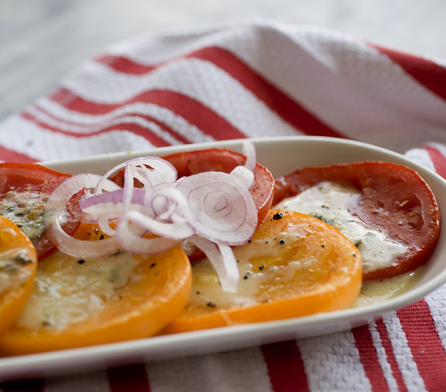 grilled tomato salad, rogue creamery