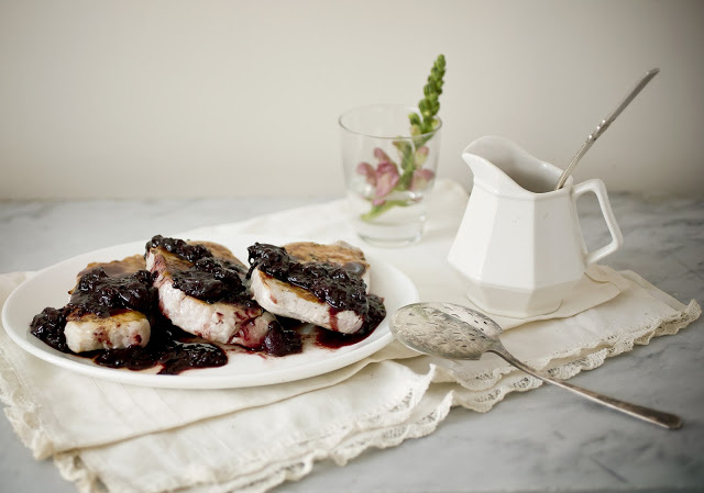 pork chop, winter fruit sauce, fruit sauce