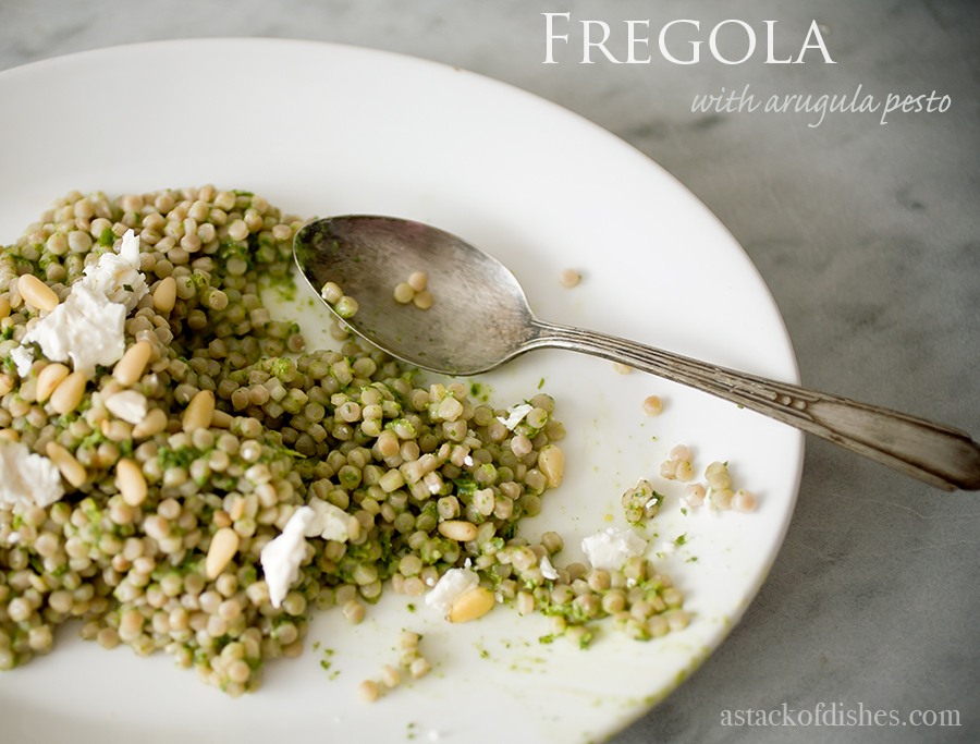 fregola, pesto, arugula pesto