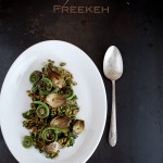 Freekeh salad with fiddlehead ferns and artichokes~ astackofdishes.com