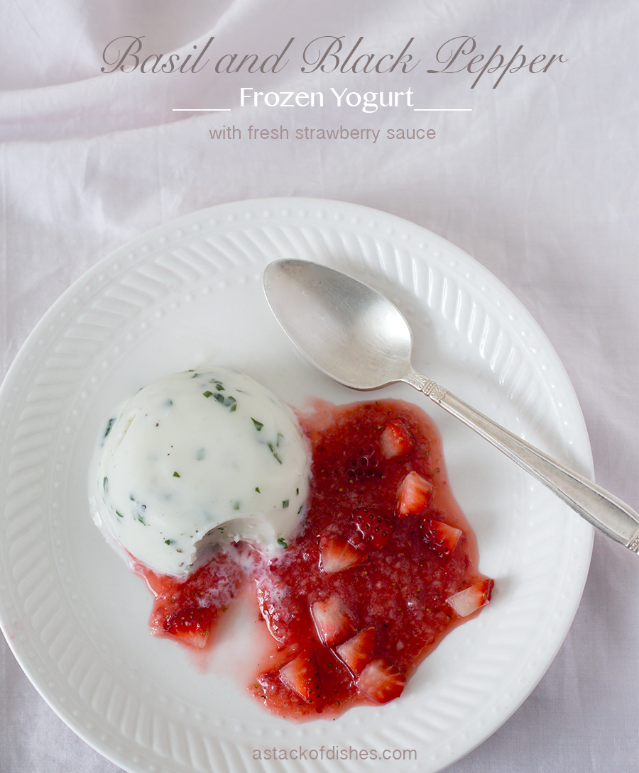 Basil Pepper frozen yogurt ~AStackofDishes.com