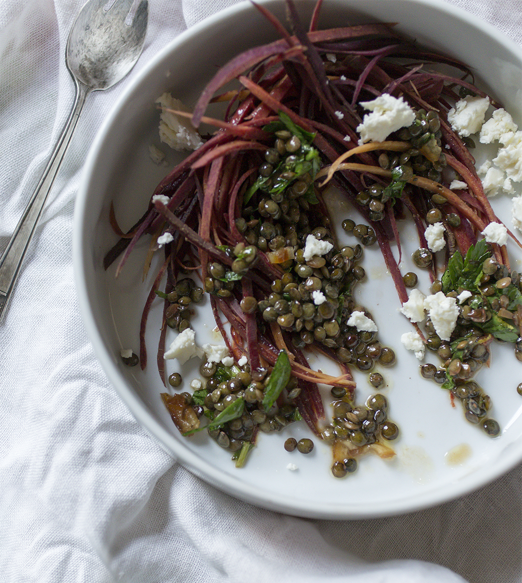 Carrot Lentil Pomogranate molasses Salad- A Stack of Dishes